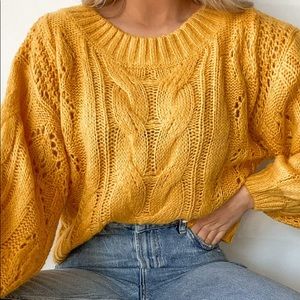 Lulu's Yellow Cable Knit Sweater